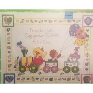 Suzy's Zoo Train Birth Announcement 38-155 Cross Stitch Kit 18" x 14" B10